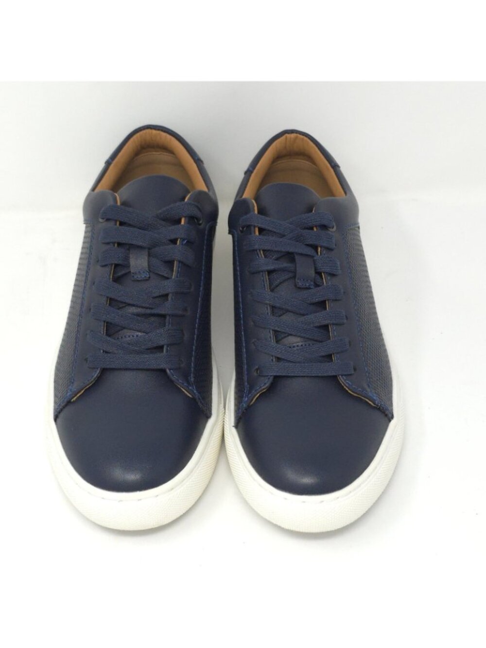 New Alfani Adairr Navy Embossed Leather Sneakers Men’s 8M - Picture 5 of 7